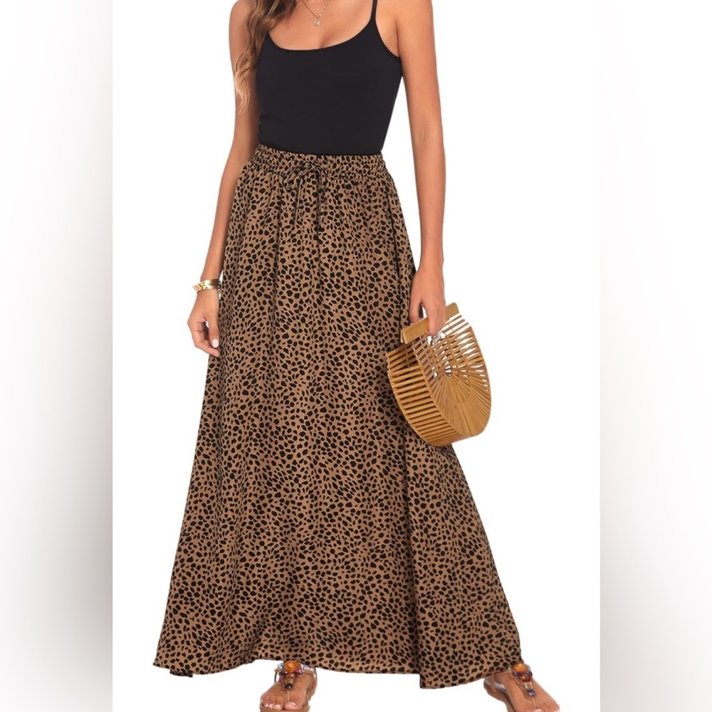 Bluetime chiffon Leopard print Xl Maxi Skirt